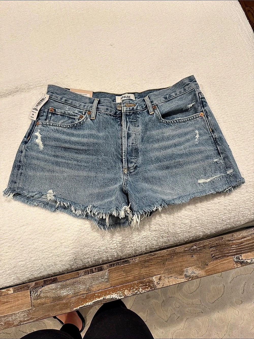 AGOLDE Parker Vintage Cut-Off Short Denim Cut-Off Shorts Blue Waist 28 NWT